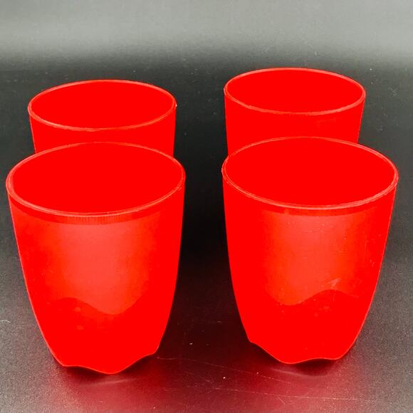Tupperware Tumblers 1 Cup 8 Oz Red Small Cup Drinking Glass Plastic Set of Four - Picture 6 of 6